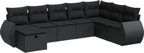 vidaXL 8 részes fekete polyrattan kerti ülőgarnitúra párnákkal