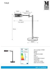 Markslöjd 107821 - Asztali lámpa YALE 1xE14/12W/230V