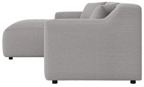 Világosszürke kordbársony sarokkanapé (bal oldali-heverő résszel) Martin – Ropez
