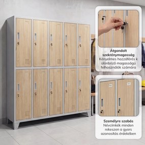 BHP öltözőszekrény 10 ajtós szürke / sonoma tölgy: Eco Design BARTEK 1360 x 1720 x 450 mm