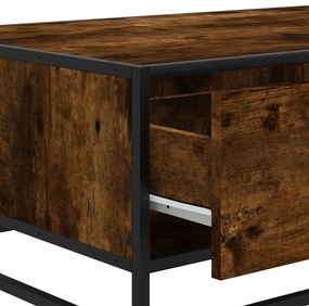 füstös tölgy szerelt fa és fém dohányzóasztal 90 x 57 x 35 cm