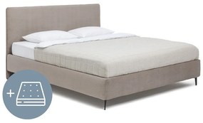 Szürkésbarna kárpitozott franciaágy matraccal, ágyráccsal 180x200 cm Noira Slim – Bonami Selection