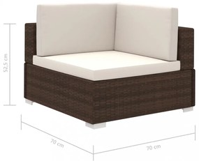8-részes barna polyrattan kerti bútorszett párnákkal