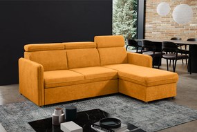 Kinyitható ülőgarnitúra, mustárszínű, ALECHANDRO A ROH