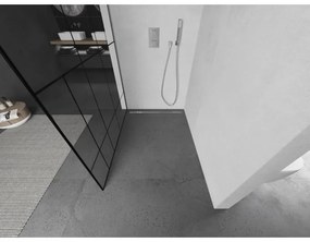 Mexen Kioto L, Walk-In zuhany paraván 90 x 200 cm, 8 mm átlátszó üveg fekete mintás, króm profil, 800-090-103-01-78