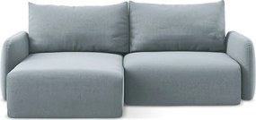 Kék bársony kinyitható-tárolóhelyes sarokkanapé (bal oldali-heverő résszel) Kalena – Makamii