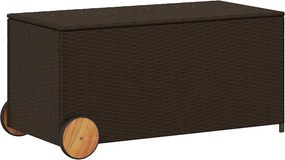 vidaXL barna polyrattan kerti tárolóláda kerekekkel 190 L