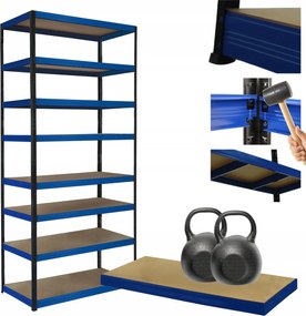 Tárolószekrény fém állvány Helios 270x110x35cm 8Px275kg Tömör Kék