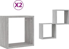 vidaXL 2 db szürke sonoma fali kockapolc 30 x 15 x 30 cm
