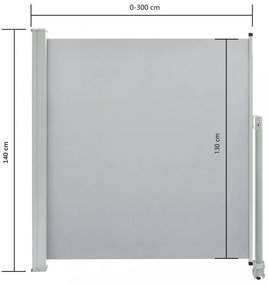 szürke behúzható oldalsó terasz napellenző 140 x 300 cm