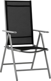 Outsunny Összecsukható Kerti Szék Alumínium és Textilén anyagból, 7 Állítható Szinttel, Fekete 65x55x85-105cm | Aosom