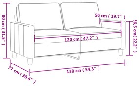 vidaXL kétszemélyes világosszürke szövetkanapé 120 cm