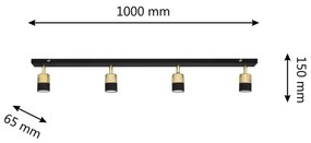 LED Spotlámpa TUBSSON 4xGU10/4,8W/230V fekete/arany