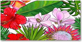 Fotó üvegkép Hawaii virágok 140x70
