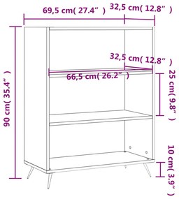 betonszürke szerelt fa könyvespolc 69,5 x 32,5 x 90 cm