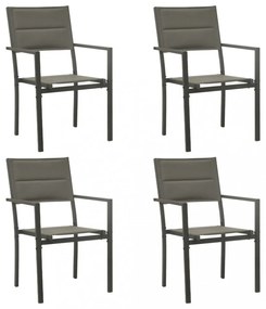 4 db antracitszürke textilén és acél kerti szék