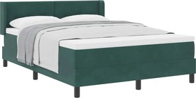 vidaXL Boxrugós ágy matracmal Sötétzöld 190 x 140 cm Poliészter
