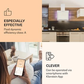 Klarstein Aurora 60 Smart, páraelszívó, 60 cm, 550 m³/ó, kéményes páraelszívó, háttérvilágítás, A++