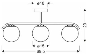 Fehér-aranyszínű mennyezeti lámpa üveg búrával 15x69 cm Amadeo – Candellux Lighting