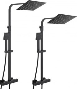 Erga Goba, zuhanygarnitúra termosztát elemmel és esőfejjel 25x25cm, fekete matt, ERG-YKA-BP.GOBA-THERM-25-BLK