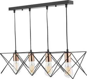 Dar Lighting vintage függeszték midi matt fekete réz darmid0422