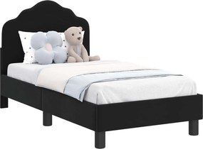 vidaXL Gyerekágy keret fejtámlával Fekete 70 x 140 cm Bársony