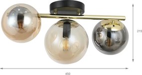 Felületre szerelhető csillár AURIS 3xE14/15W/230V arany/füstszínű fekete/bézs