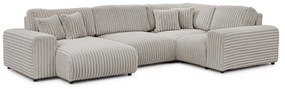 Világosszürke kordbársony sarokkanapé (jobb oldali-U alakú) Justin – Ropez