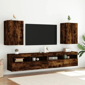 2 db füstös tölgy színű szerelt fa TV-szekrény 40,5x30x60 cm