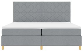 Box Spring Ágy Matrac Közepes Szürke 200x200 cm Szövet