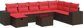 vidaXL 9 részes barna polyrattan kerti ülőgarnitúra párnákkal