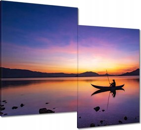 Vászonkép 80x70 Esti horgászat naplementekor
