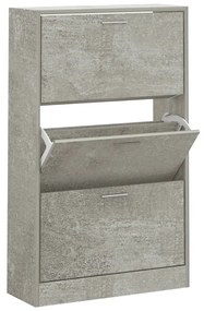 betonszürke szerelt fa cipőszekrény 63x24x103 cm
