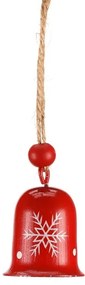 Karácsonyi függőcsengő szett, 4 db, piros , fém