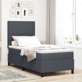 Boxspring ágy matraccal sötétszürke 80x200 cm kordbársony szövet