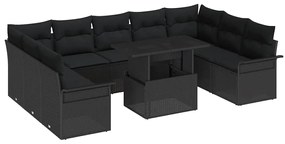 Kerti Kanapé Szett 10 pcs Fekete 100 x 55 x 73 cm Poli rattan