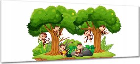 Képek 100x40 Játékos majmok a dzsungelben