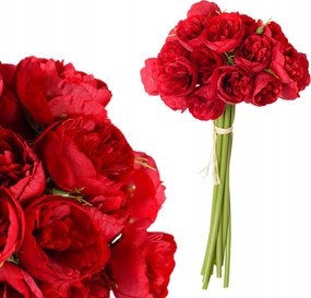 Mesterséges Bazsarózsa Csokor Piros Virágok Mesterséges Csokor Váza 28cm