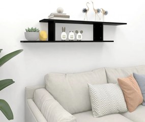 fekete szerelt fa falra szerelhető TV-polc 125 x 18 x 23 cm