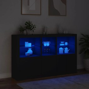 fekete tálalószekrény LED-világítással 162 x 37 x 100 cm