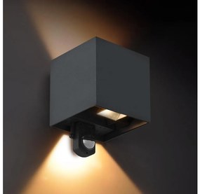 Brilagi - CUBE kültéri fali lámpa érzékelővel, LED/6W/230V, antracit