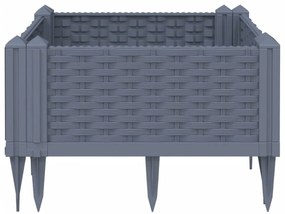 szürke PP kerti virágláda cövekekkel 42,5 x 42,5 x 28,5 cm
