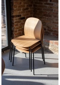 Barna-konyakbarna rakásolható étkezőszék szett 2 db-os diófa dekorral Book – Gazzda