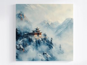Vászonkép Canvas Buddhista Templom Hegyek Köd Tájkép 80x80