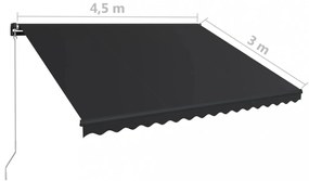 antracitszürke kézzel behúzható napellenző 450 x 300 cm