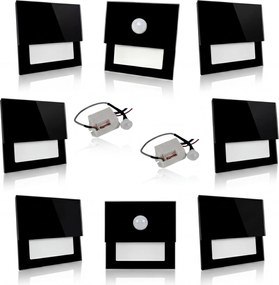 6 db-os szett Led lépcsővilágító 230+ 2 mozgásérzékelő Fekete 3000k/4500k/6000k