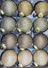 Gyönyörű díszített törhetetlen gömbök 12 db Ajándék