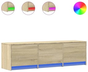 sonoma tölgy színű szerelt fa LED-es TV-szekrény 140x34x40 cm