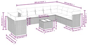 11 részes szürke polyrattan kerti ülőgarnitúra párnákkal