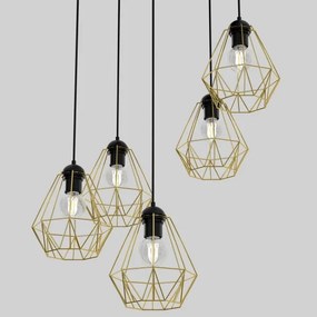 Csillár zsinóron BERGEN 5xE27/60W/230V fekete/arany